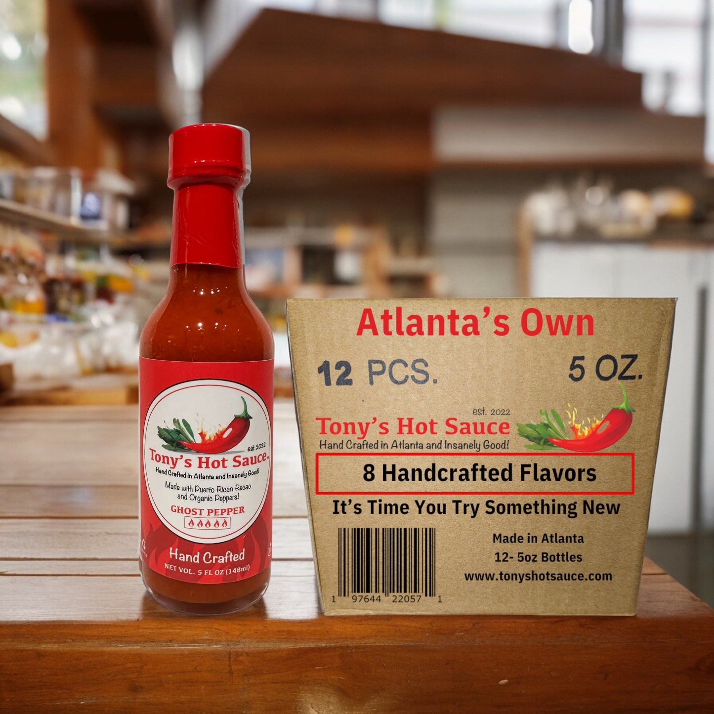 Tony's Handcrafted Hot Sauce 5 oz 12 Bottle Case Pack-Ghost Pepper