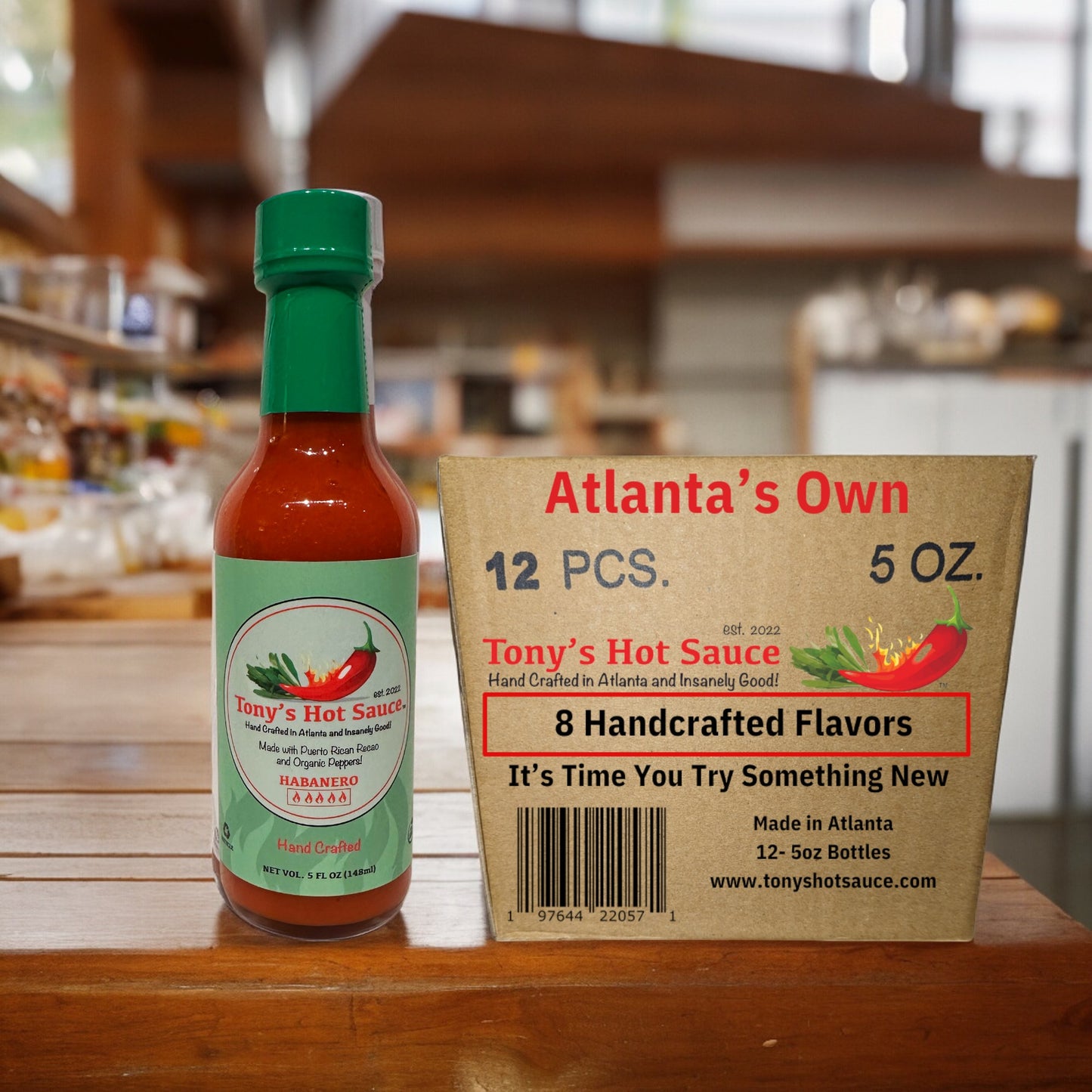 Tony's Handcrafted Hot Sauce-5oz 12 Bottle Case Pack Habanero