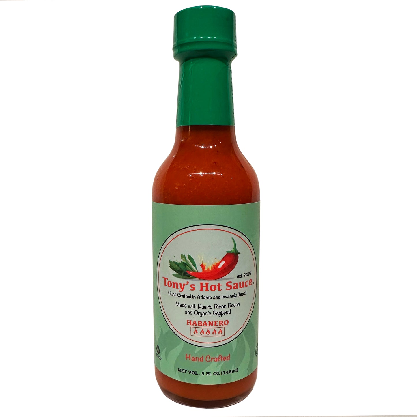 Salsa picante "Habanero" elaborada artesanalmente por Tony, 5 oz
