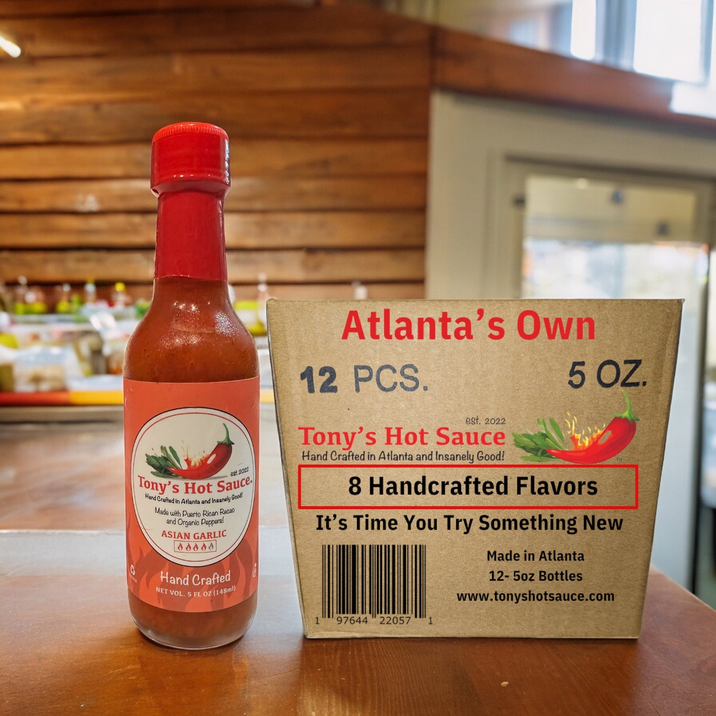 Tony's Handcrafted Hot Sauce 5oz 12 Bottle Case Pack-Asian Garlic
