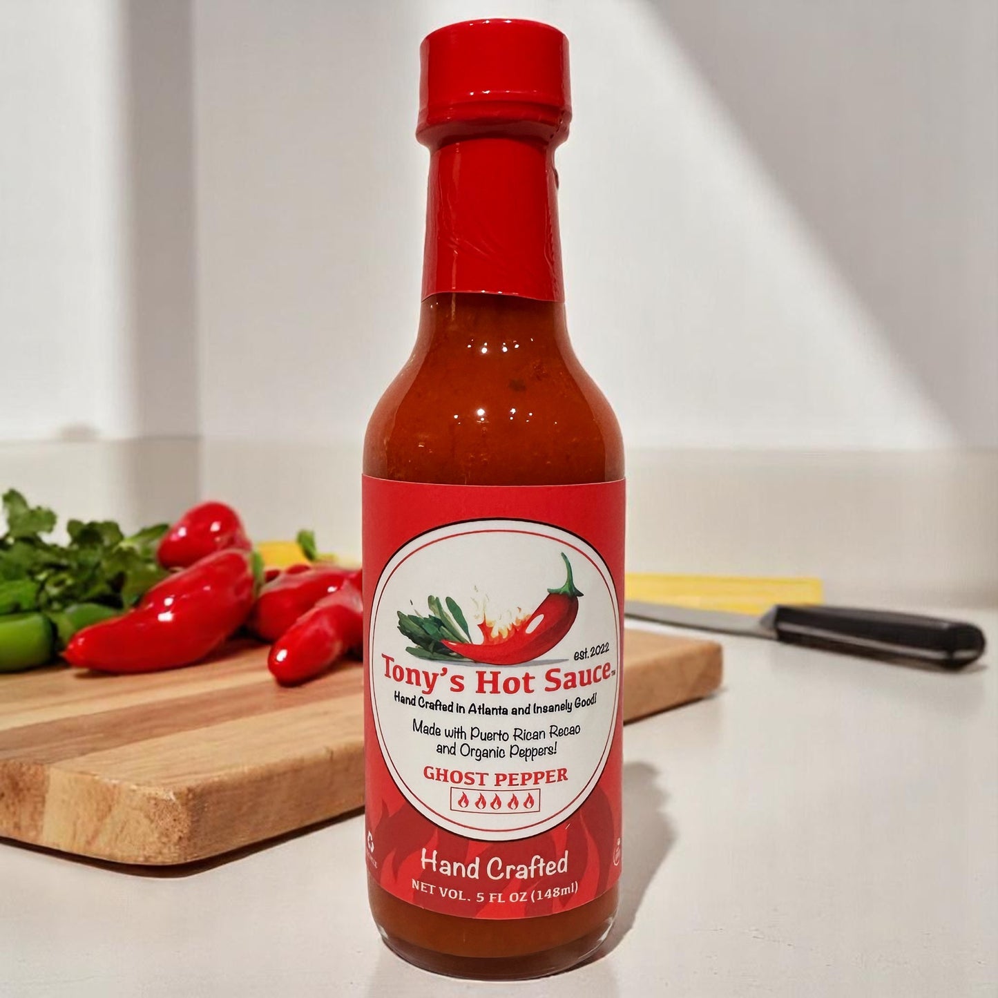 Tony's Handcrafted Hot Sauce 5 oz 12 Bottle Case Pack-Ghost Pepper
