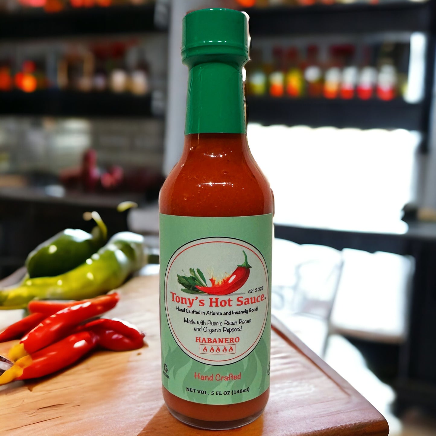 Tony's Handcrafted Hot Sauce-5oz 12 Bottle Case Pack Habanero