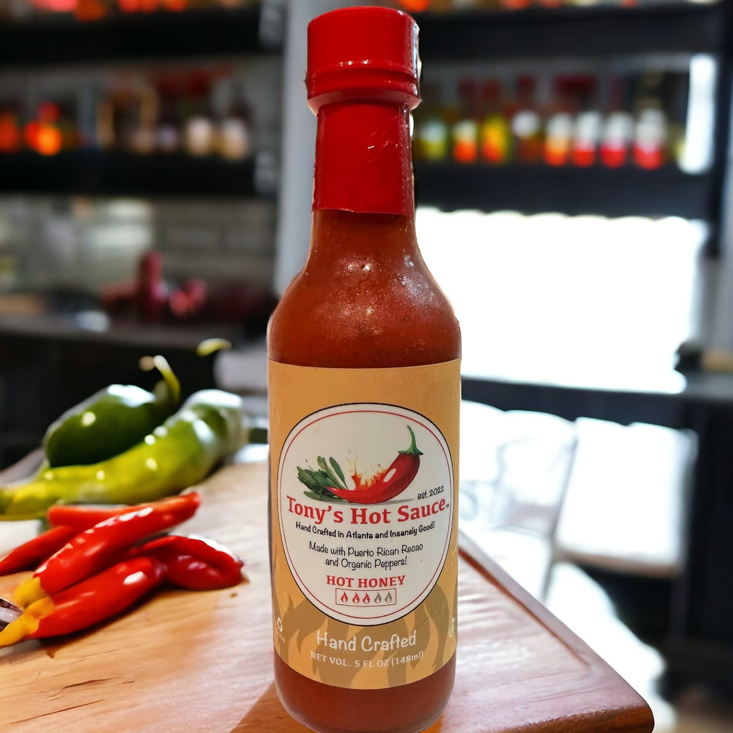 Salsa picante artesanal de Tony: salsa picante "Hot Honey", 5 oz