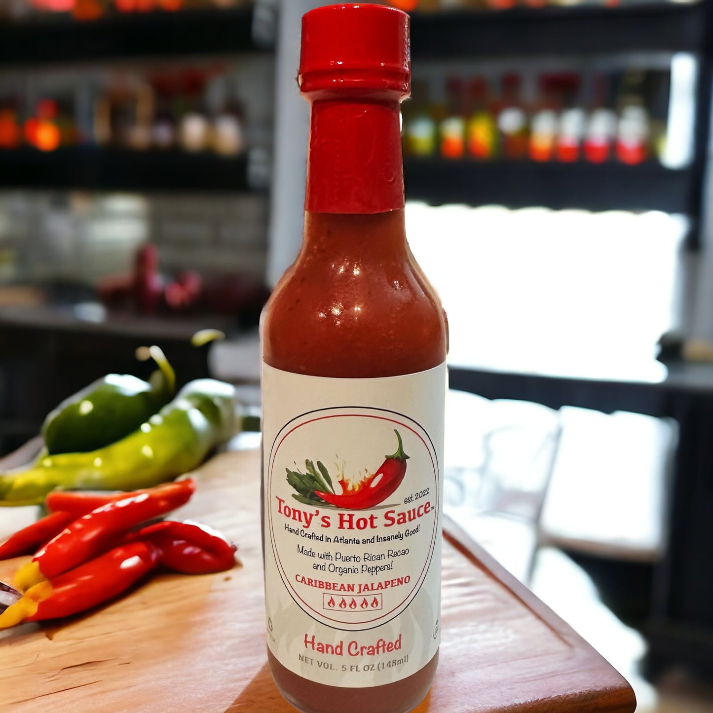 Salsa picante artesanal "Caribbean Jalapeño" de Tony, 5 oz