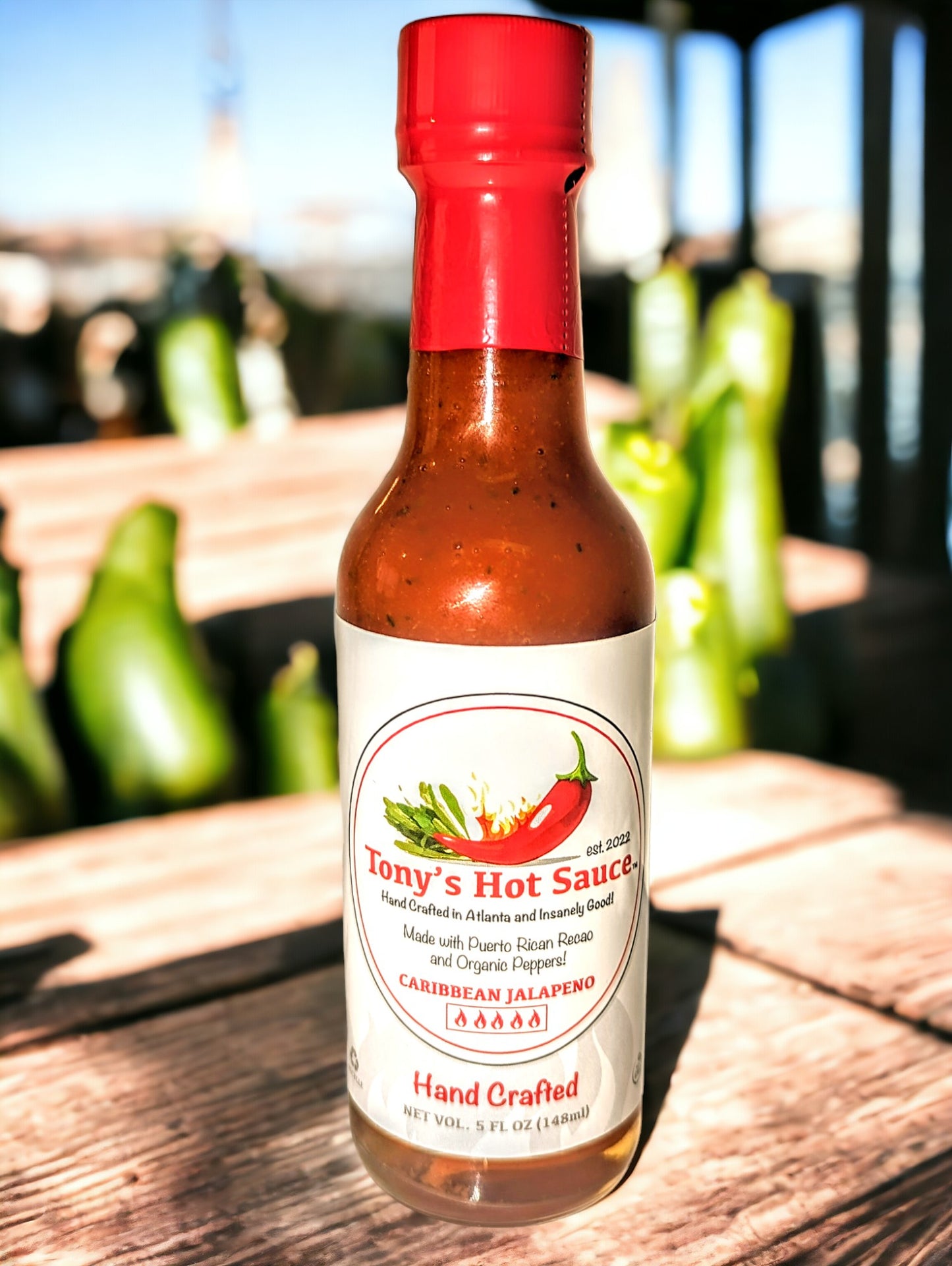 Salsa picante artesanal "Caribbean Jalapeño" de Tony, 5 oz