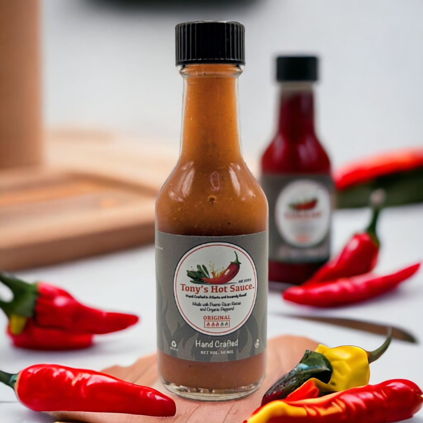 Salsa picante artesanal de Tony, sabor original, tamaño de viaje de 50 ml