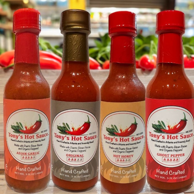 Tony's Handcrafted Hot Sauce- 4 Bottle Caribbean Flavor Set