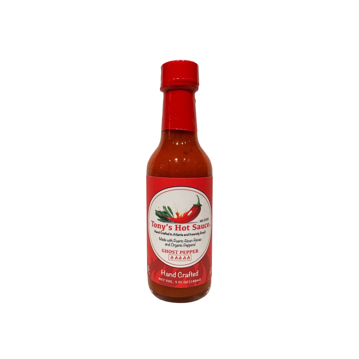 Tony's Handcrafted Hot Sauce 5 oz 12 Bottle Case Pack-Ghost Pepper